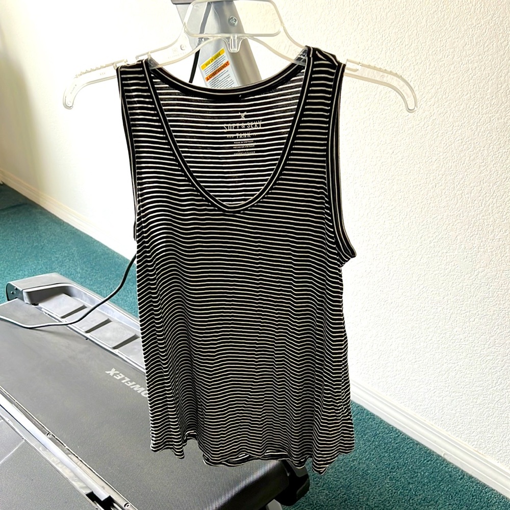 American Eagle black & white striped tank top in Small